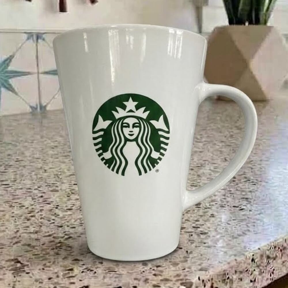 2016 Starbucks Classic White Green Siren Mermaid Logo Coffee Mug 17.24 oz Tall